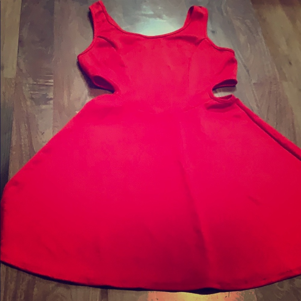 Red nylon dress